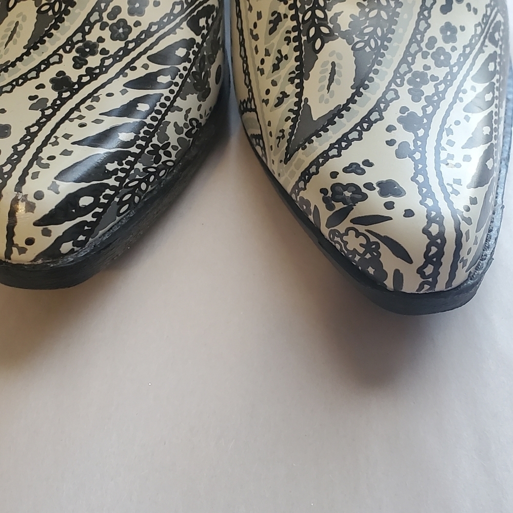 Corkys Sz 8 Y2K creme Floral Paisley Western Pointed Toe Rubber Cowboy Boot. - Picture 9 of 9